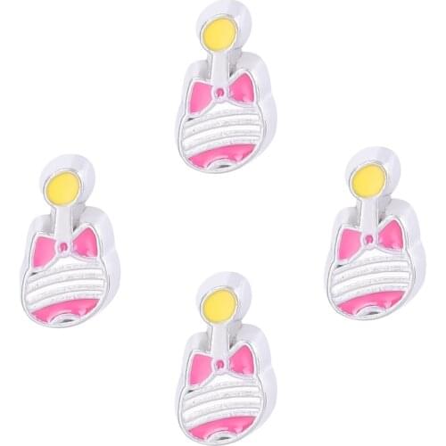 20Pcs/lot Cute Mini Guitar Pendant Floating Charms Fit Living Memory Glass Locket Jewelry Accessories