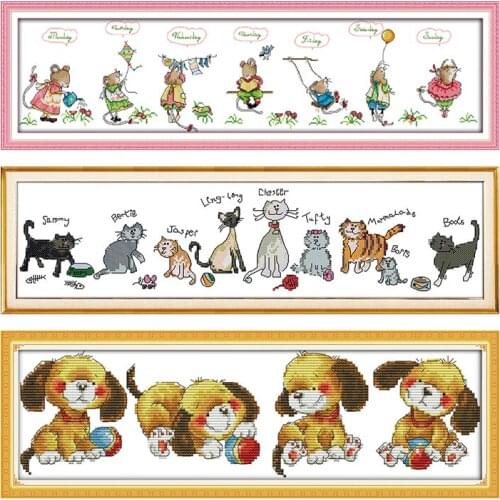 Joy Sunday Cartoon Cross Stitch Kits 14CT 11CT Counted Printed on Canvas DMC Embroidery Needlework Sets DIY Handmade Home Decor