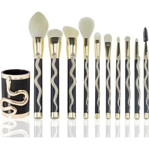7/10Pcs Snake Pattern Makeup Brush Set Maquiagem Big Concealer Contour Eye Shadow Cosmetics Brushes Blushing Blending Brush