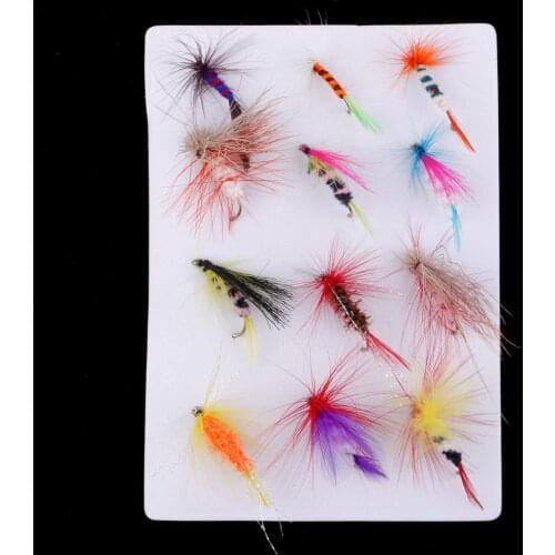 12pcs Dry Flies Floating Fly Fishing Flies Assortment Kit Bass Salmon Trouts Flies