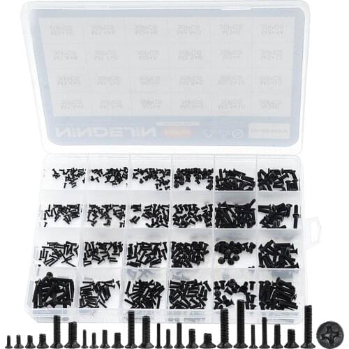 650PCS/Box M1.4 M1.7 M2 M2.5 M3 Carbon Steel Cross Phillips Flat Countersunk Head Screw Bolt Computer Notebook Laptop Screws Kit