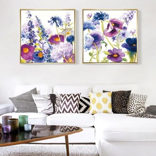 Wall Decorative Paintings Posters and Prints Wall Art Canvas Painting Watercolor Flowers Pictures For Living Room Decor No Frame