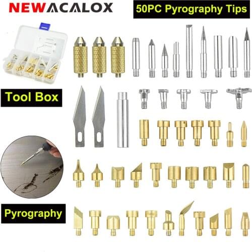 NEWACALOX 50PC Pyrography Tips 10PC/16PC Lead-free Soldering Iron Tips 900M Welding Tips for Universal Soldering Iron Solder