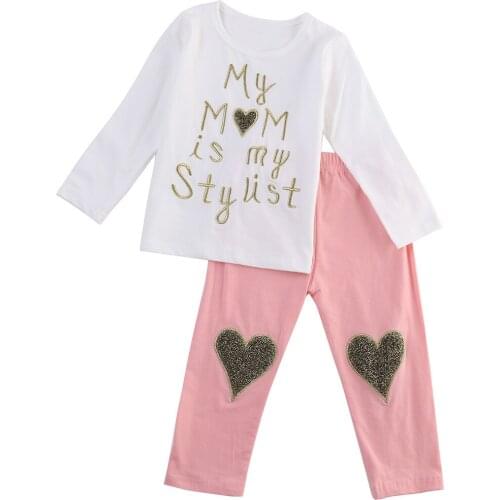 New Fashion Lovely Baby Girls Kids Clothes Stylish Long Sleeve Top T-Shirt Long Pants Trousers Casual Cute Girls Outfits Sets