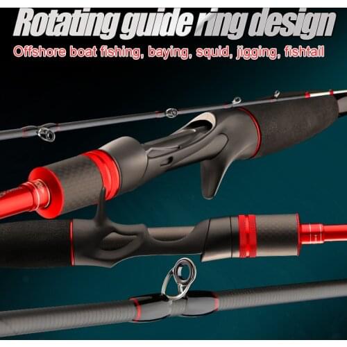 2021 New Rotating Guide Ring Light Jigging Rod 2m 2.02m 1.85m 1.66m Solid Luminous Tip Offshore Boat Fishing Octopus Rod Pole