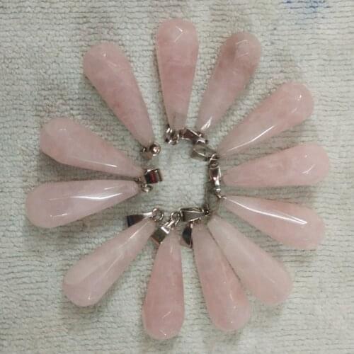 Wholesale 20pcs/lot good quality natural stone long water drop cut surface pendants charm for jewelry making free