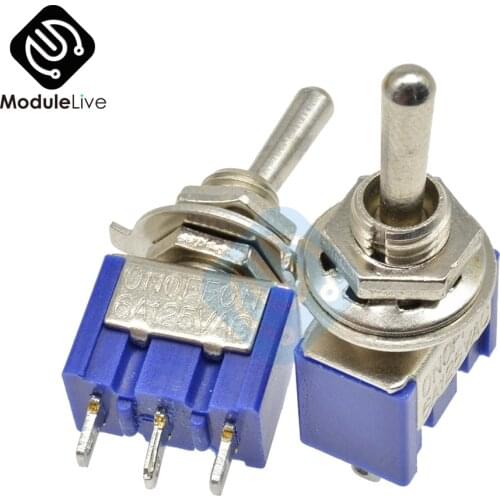 10PCS MTS-103 6mm Toggle Switch Single Pole Double Throw SPDT ON-ON-OFF 120VAC 6A 1/4 Inch Mounting 13*8MM 3 Positions