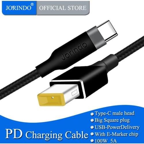 JORINDO Type-C to big square dual male plug for Fast charging for notebook power portable cable,Lenovo notebook for 90w 65w 45w