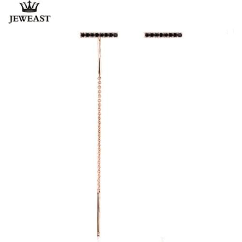 18K Pure Gold Earring Real AU 750 Solid Gold Earrings Good Black Spinel Upscale Trendy Classic Party Jewelry Hot Sell New 2020