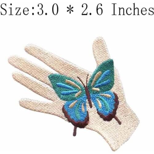 The palm butterfly 3.0"wide embroidery patch for skirt patch/colorful/animal