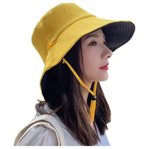 New Female Korean Version Custom Net Red Sunshade Big Brimmed Hat UV Protection Wild Outdoor Female Double-sided Fisherman Hat
