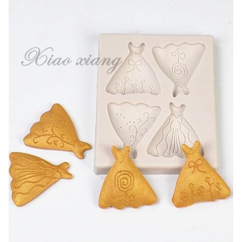 XiaoXiang Skirt Silicone Molds For Baking Resin Chocolate Mold Fondant Cake Decorating Tools Pastry Kitchen Accessories M2012