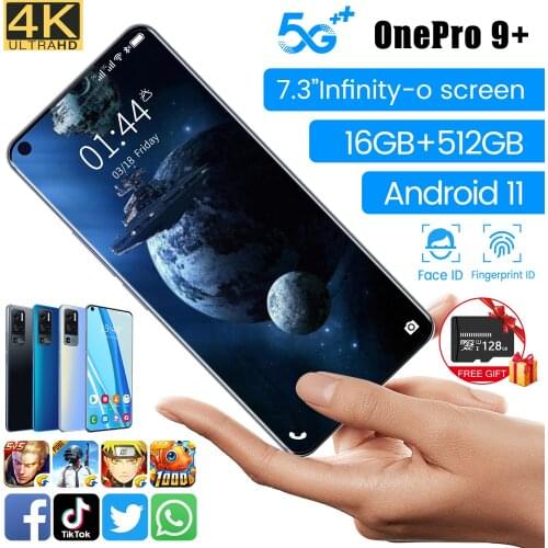Global Version New 7.3 Inch 5G Smartphone with 16GB+512GB Large Memory for Oneplus 9 Pro Cellphone Huawei Samsung Mobile Phone