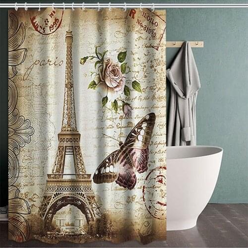 Shower Curtain Digital City Print Waterproof Floating Proof Bathroom Shower Bath Bedroom Curtain with 12 Hooks