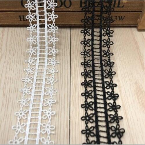 High Quality White / Black Flower Embroidery Lace Ribbon Fabric for Sew DIY Handmade Materials Accessories