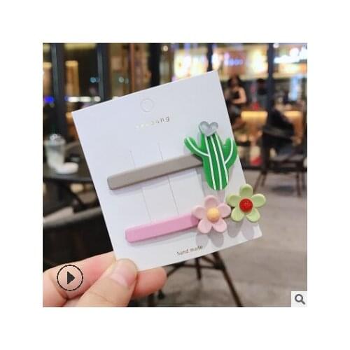 Hair clip Summer Japan Korea Blogger hairpin cute girl heart fruit flower clip hairpin bangs candy color clip