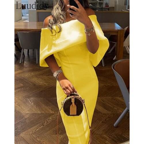 Women Off Shoulder Cape Design Skinny Party Dress