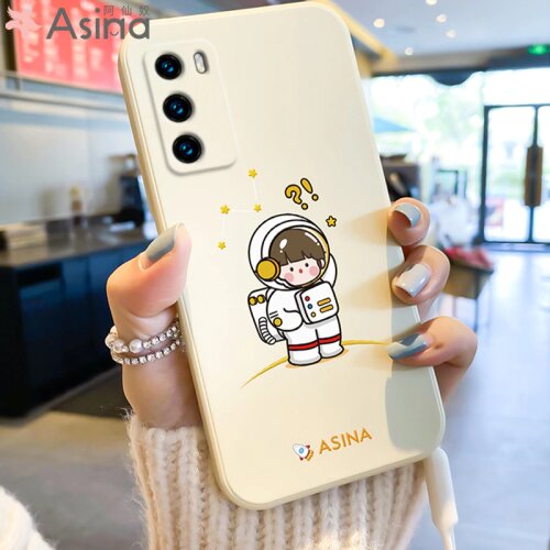 ASINA Liquid Silicone Case For Huawei P40 P30 P20 Pro Cover Cartoon Bumper Straight Edge Cases For Nova 3 3i 4 5t 6 7 8 Fundas