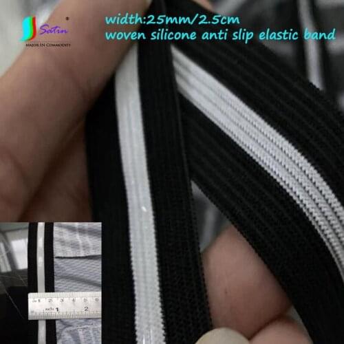 10meters Black White Woven Silicone Anti Slip Elastic Band DIY Hand Yoga Pants Underwear Shoulder Strap Accessories Elastic Band