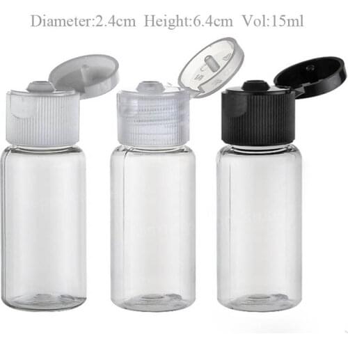 100 x 15ml Cute Clear Portable Travel Mist Plastic Bottle with Flip Top Cap 1/2oz Empty Cosmetic Lotion Container