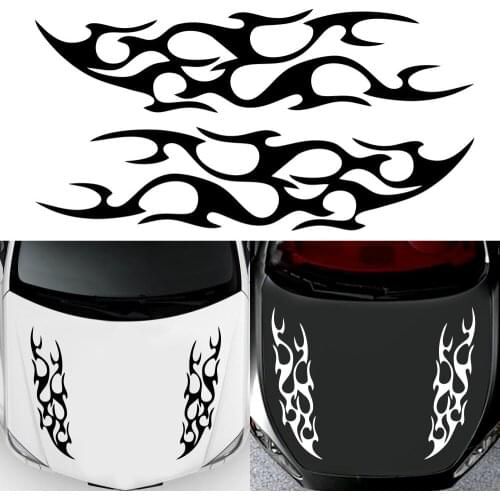 2pcs Universal Fashion Car Racing Flames Fire Hood Decalsdecoration Vinyl Graphics Stickers
