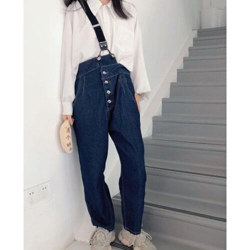 2021 Spring Women Denim Bodysuit Jumpsuit Harem pants Oversize Overalls Korean Fashion style Casual female playsuits plus size