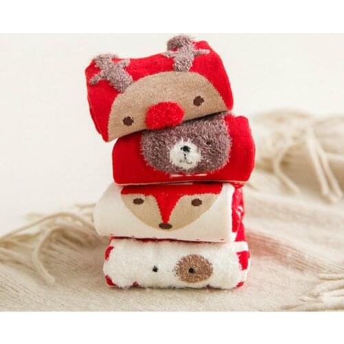 3Pair/4Pair Winter Woman Christmas Socks Cotton Cute Cartoon Elk Sock Red 2020 New Year Keep Warm Socks Christmas Gift