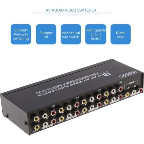 8-Way AV Switch RCA Switcher 8 in 1 out Composite Video L/R Selector Box for DVD