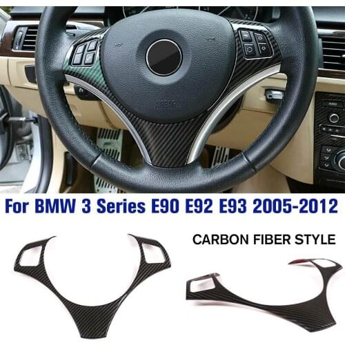 ABS Carbon Fiber Style Car Steering Wheel Decoration Frame Trim Cover Sticker Car Part For BMW 3 Series E90 E92 E93 2005-2012