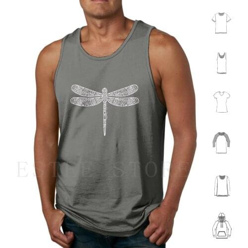 White Dragonfly Mandala Tank Tops Vest Cotton Mandala White Mandala Dragonfly White Dragonfly Dragonfly Mandala Mandala Art