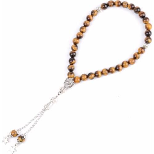 8mm Tiger Eye stone Beaded Bracelet 33 Prayer Beads Islamic Muslim Tasbih Allah Mohammed Rosary Bracelets For Women Men Jewelry