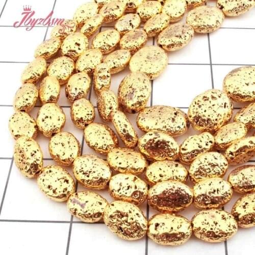 10x14,15x20mm Oval Gold Plateds Rock Lava Natural Stone Beads For Jewelry Making DIY Necklace Bracelats Loose 15" Free Shipping