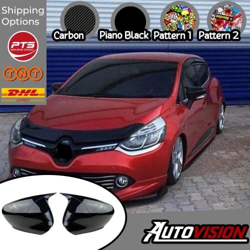 Mirror Cover For RENAULT Clio 4 IV 2012 2013 2014 2015 2016 2017 2018 2019 Accessory Bright Black BATMAN Case CAR Shields