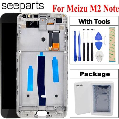 Black 5.5" Meizu M2 Note LCD Display Touch Digitizer Screen Assembly With Frame Meizu M2 NOTE LCD Screen Replacement Parts