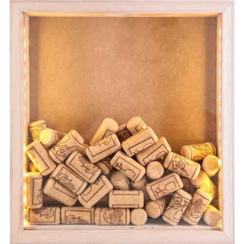 GiveU Wine Cork & Beer Cap Holder Shadow Box Wall Mounted or Free Standing with Lights Shadow Box Display Case Showcase as a Mem