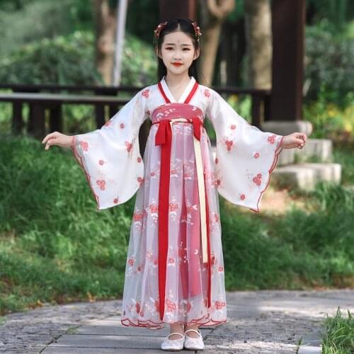 Children Hanfu For Girls Chinese Style Traditional Folk Classical Dance Costume Fairy Clothing Tang Dynasty Hanfu Dress DNV14190