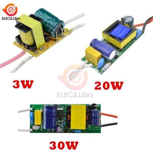 AC 85-265V LED Driver 3W 20W 30W 100mA 600mA 900mA 12V 15V 24V Constant Current Lighting Transformers Power Supply for LED Lamps