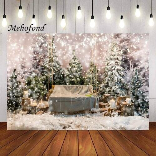 Mehofond Photography Background Winter Swing Christmas Bokeh Snowflake Glitter Kids Holiday Portrait Decor Backdrop Photo Studio