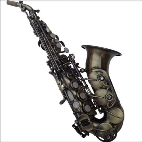 Curved Soprano Saxophone Antique Copper Material Woodwind Instrument With Case Gloves Cleaning Cloth Brush Sax Strap Free