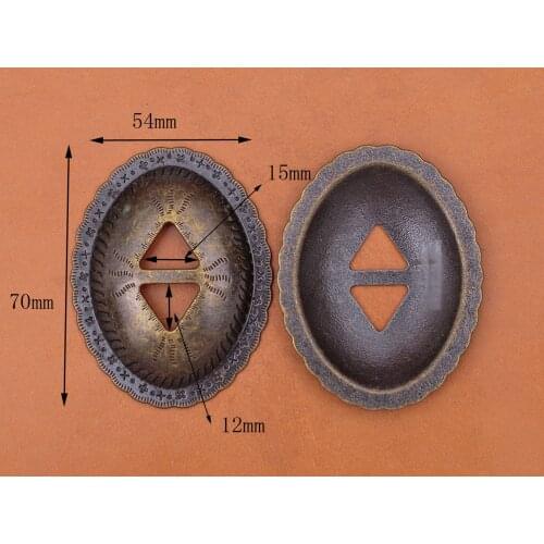 5pcs Big 70*54MM Quality Heavy Western Antique Bronze Cross Pattern Horse Saddles Tack Leathercraft Belt Slotted Oval Conchos