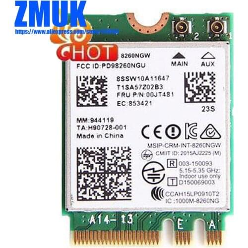Int 8260NGW 2x2AC+BT PCIE M.2 WLAN Card For Lenovo E460 E560 L470 L570 P51S T470 T470S Y700 Yoga 900 Series,FRU 00JT481