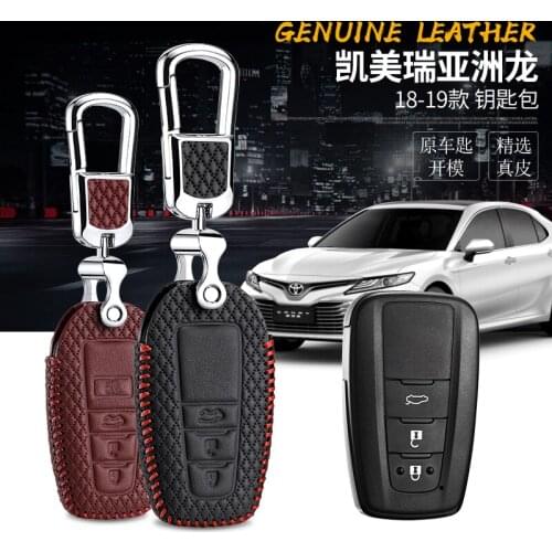 Leather key cover for toyota camry 2018 2019 hybrid xle 2019 Avalon car key case wallet holder 3/4 button key holder key4y