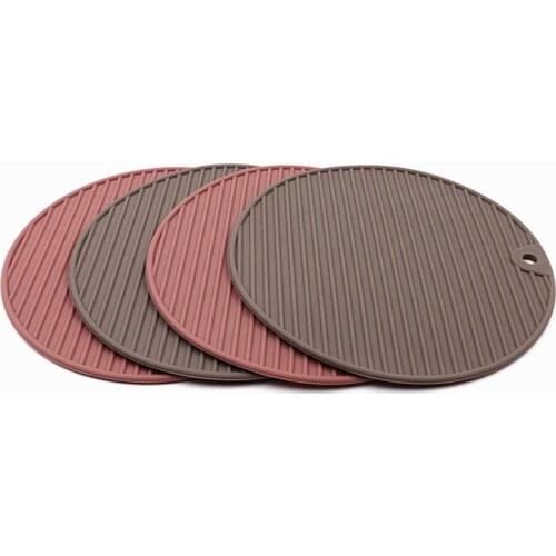 Round Heat Resistant Silicone Mat Dia 18cm Drink Cup Coasters Non-slip Pot Holder Table Pad Placemat Coaster Kitchen Accessories