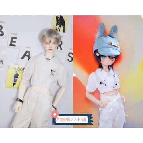 BJD Doll Short Sleeve White Short cut Waist short sleeve shirt 1/4&1/3& uncle &ID75 doll clothing Accessories