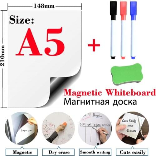 A5 Size Mini Magnetic Whiteboard Dry Erase White Board Writing Record Board Refrigerator Stickers Kitchen Menu Weekly Plan