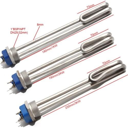 220V-240V Heating Element 1"BSP DN25 Screw in Type Water Immersion Heater for Water Boiler All 304SUS