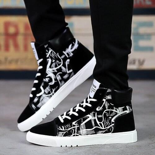 New mens high top canvas shoes mens trend spring and summer all-match leisure board shoes mens vulcanized sports shoes