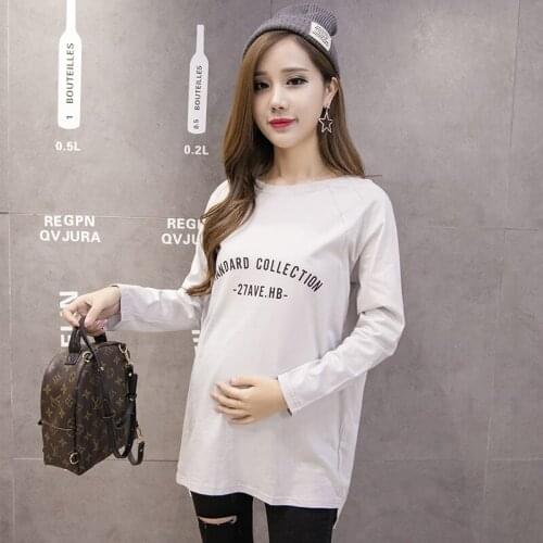 Maternity Clothes Summer Letter T-Shirt Women Fashion Casual Long Sleeve Bottoming Loose O-Neck Pullover Pregnancy Top