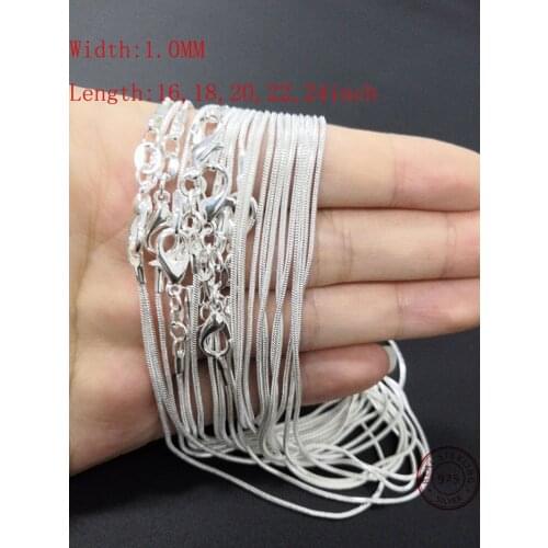 10PCS factory wholesale Silver Plated Necklace Chain Jewelry women men fashion necklace for pendant 16,18,20,22,24 inch