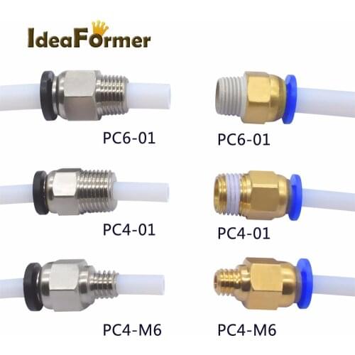 2pcs/lot Pneumatic Connectors For 3D Printers Parts Black/Blue Quick Jointer Feeding 1.75/3.0mm Filament Pipe Push Part